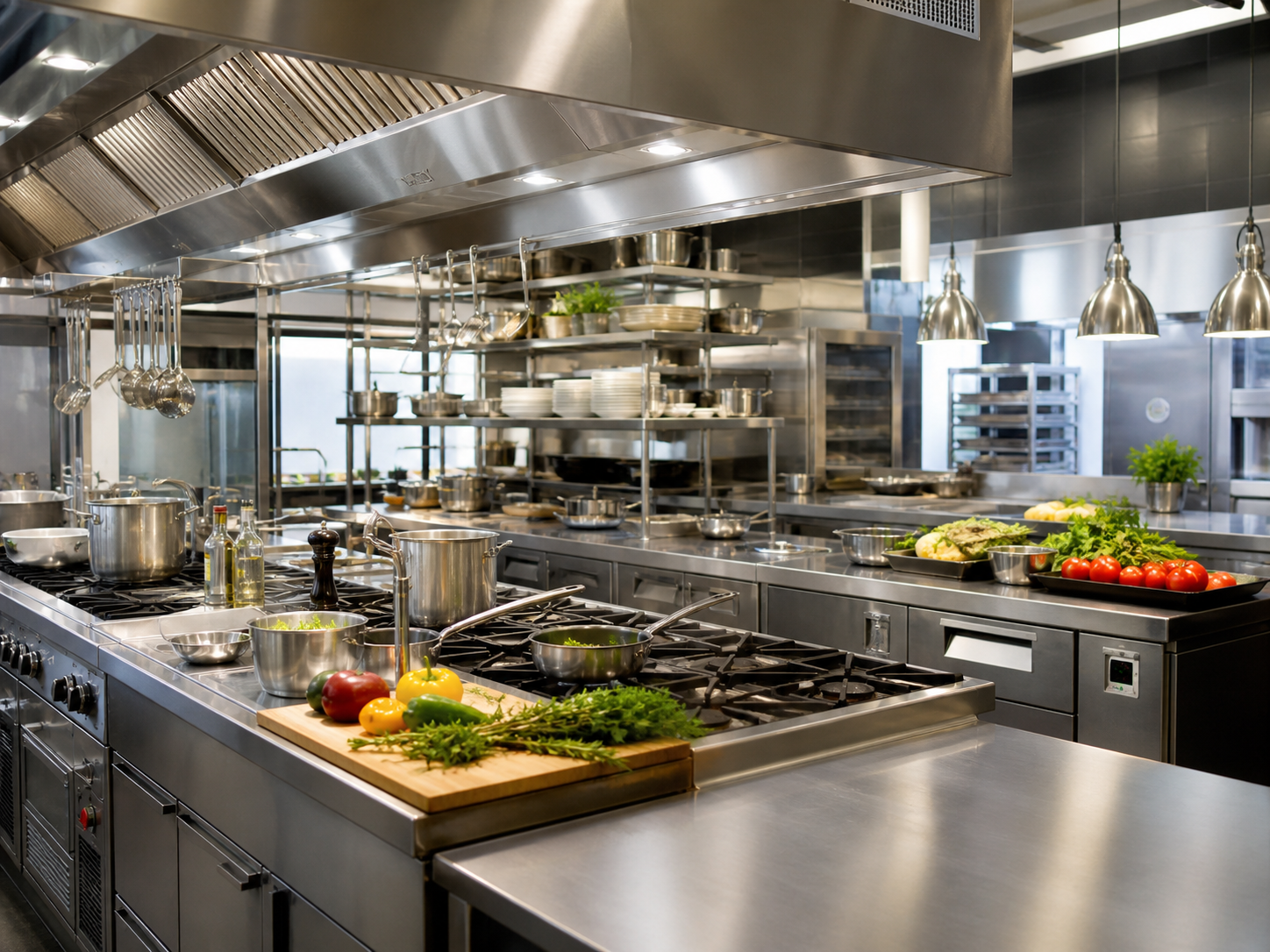 Professional restaurant kitchen setup